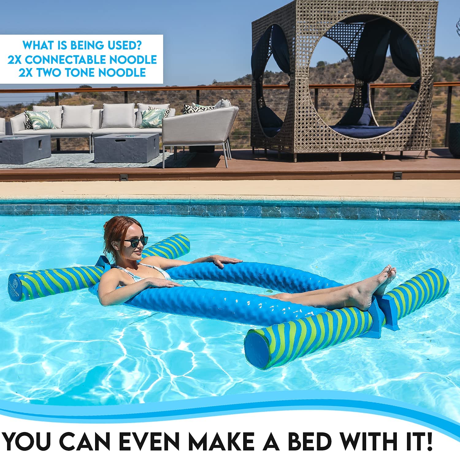 CocoCabana First Class Vinyl Foam Pool Noodles for Swimming and Floating, Pool Floats, Lake Floats Connectable Pool Noodle